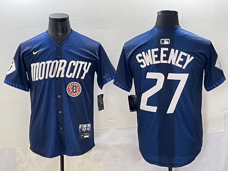 Men 2025 Detroit Tigers #27 Sweeney Blue City Edition Nike MLB Jersey style 6->detroit tigers->MLB Jersey